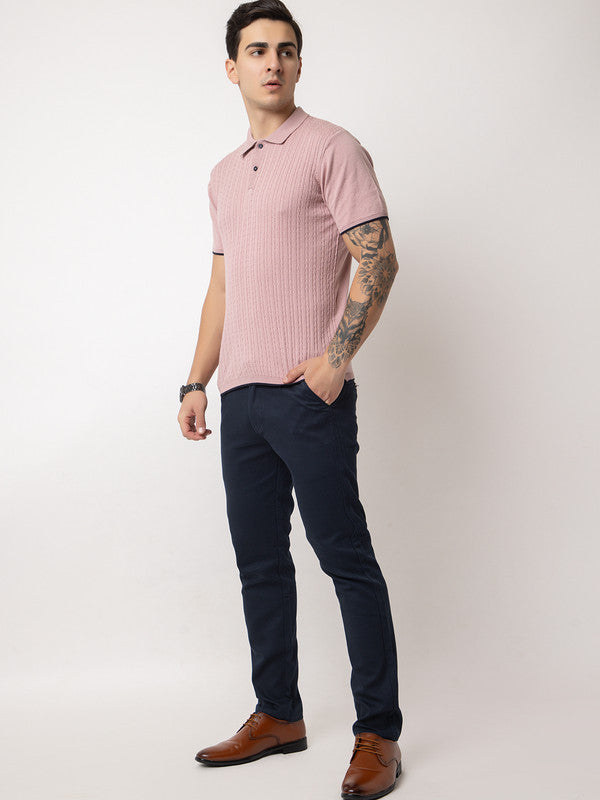 607 Cable Knit Polo T-shirt I Lavendar