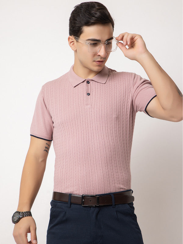 607 Cable Knit Polo T-shirt I Lavendar