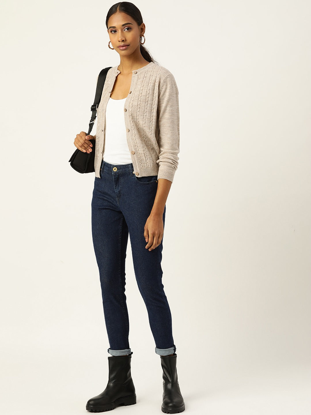 318 Wool Cable Knit Cardigan I Oatmeal (Woolmark Certified)