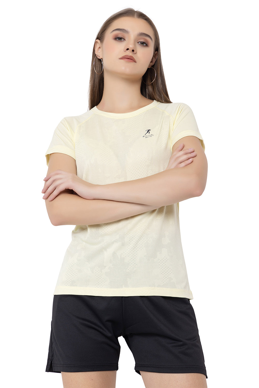 130 Camo Textured Dri-Fit Sports T-shirt I Lemon Yellow