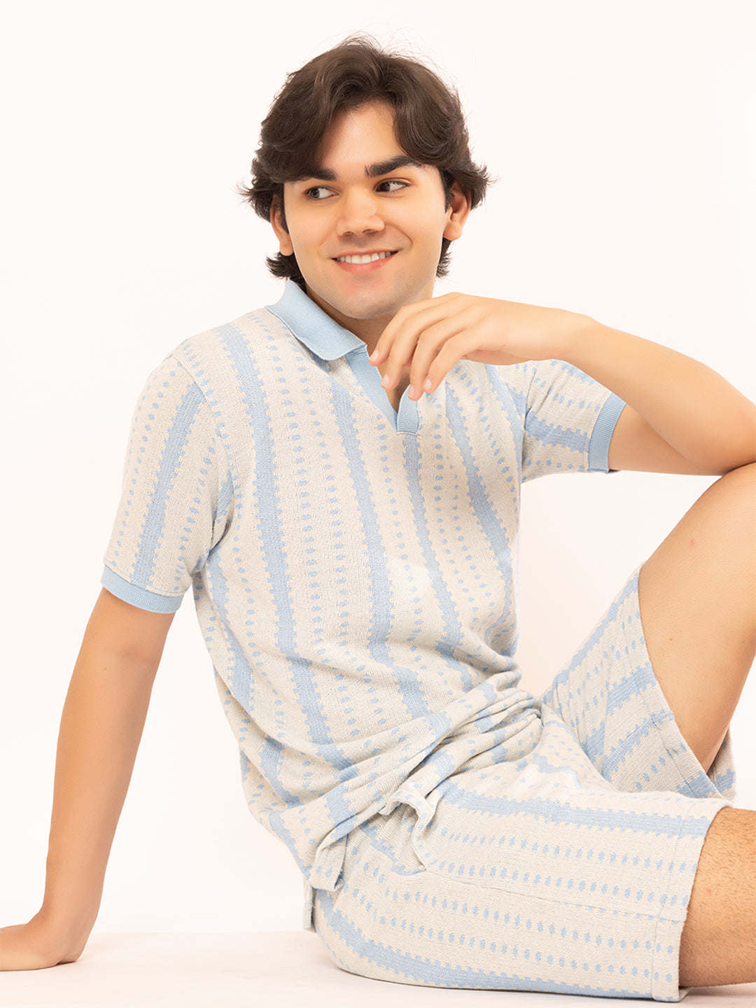 512 Striped Crochet Resort T-shirt I Sky
