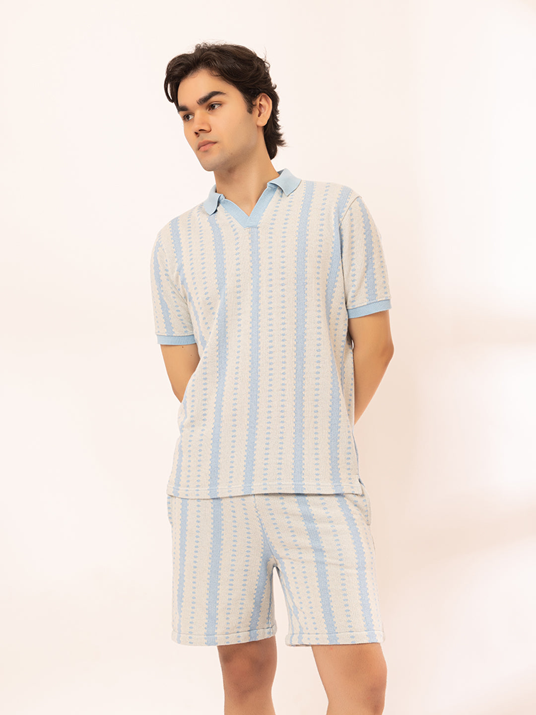 512 Striped Crochet Resort T-shirt I Sky