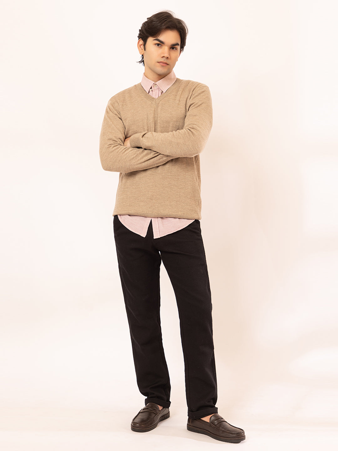 215 Solid Pullover I Wool I Woolmark Certified I Nutty Camel