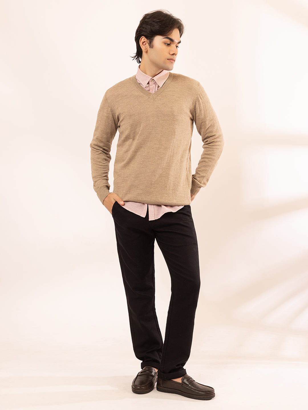 215 Solid Pullover I Wool I Woolmark Certified I Nutty Camel
