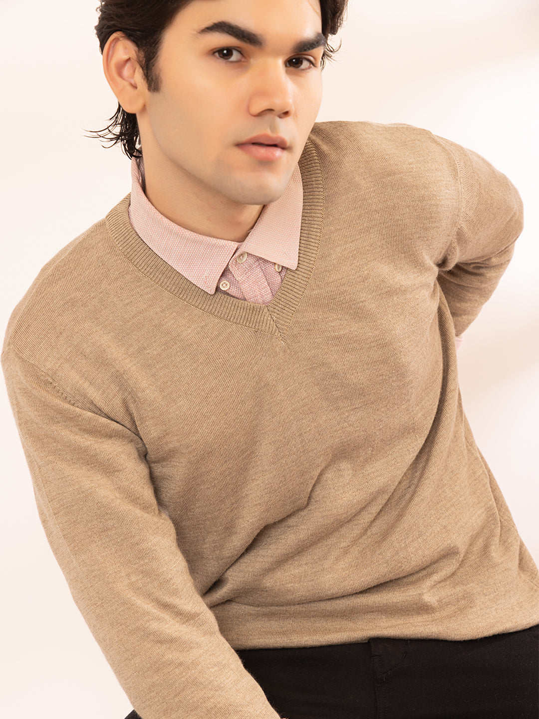 215 Solid Pullover I Wool I Woolmark Certified I Nutty Camel
