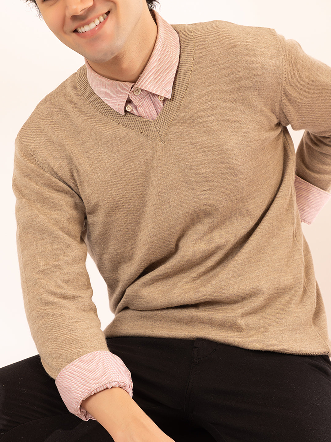 215 Solid Pullover I Wool I Woolmark Certified I Nutty Camel
