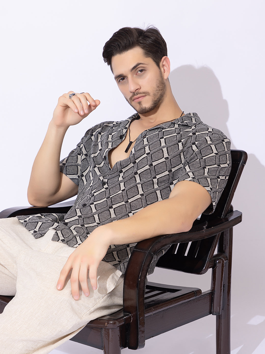 505 Resort Shirt Crochet I Black