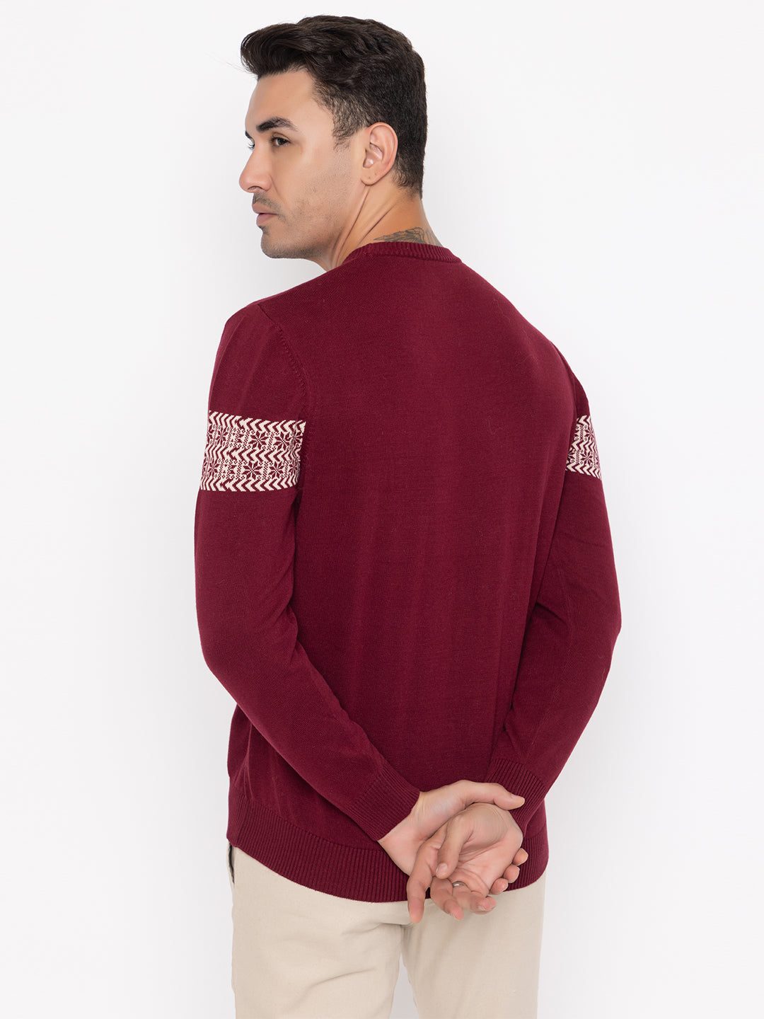235 Maroon Pullover I Nordic Intarsia I Wine