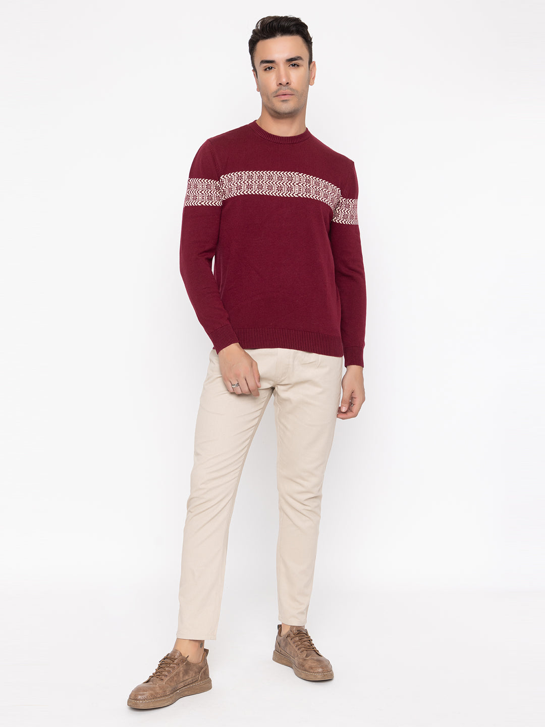 235 Maroon Pullover I Nordic Intarsia I Wine