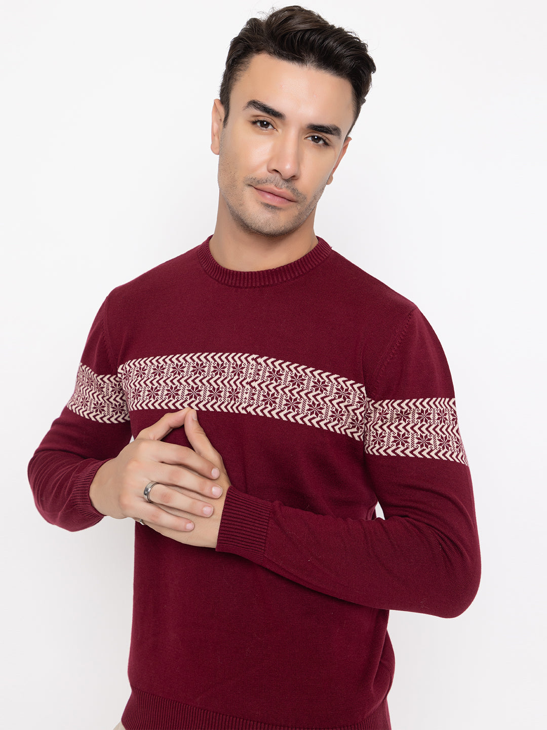 235 Maroon Pullover I Nordic Intarsia I Wine