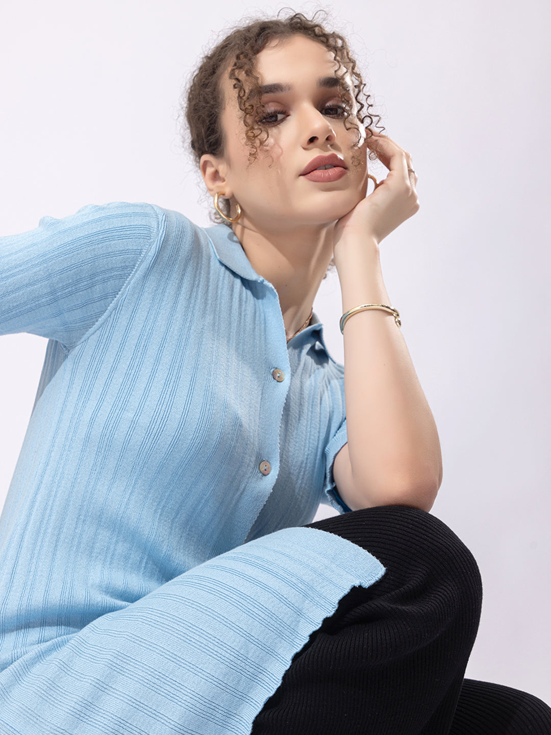 808 Modest Knit Co-Ord Set I Sky I Top + Bottom