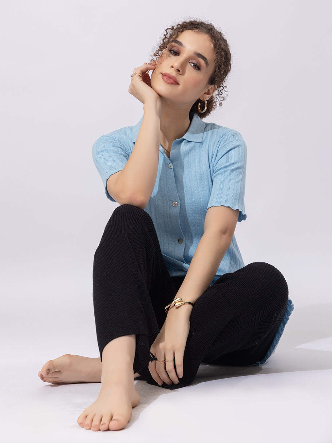 808 Modest Knit Co-Ord Set I Sky I Top + Bottom