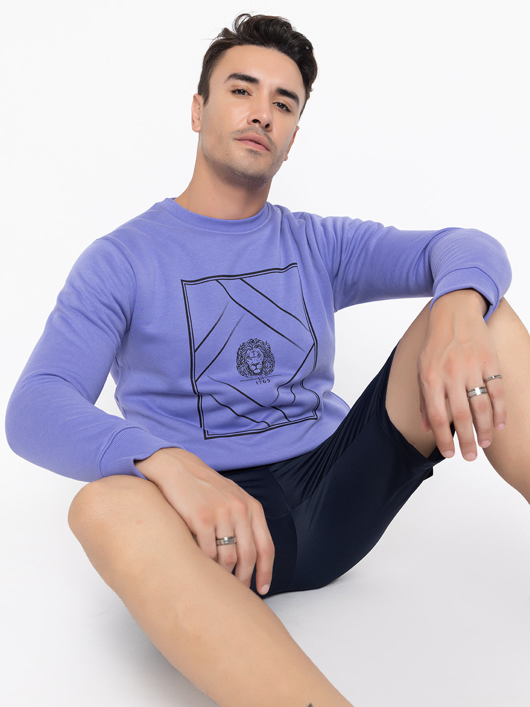 1002 Oversized Quilted Fleece Sweatshirt I Purple