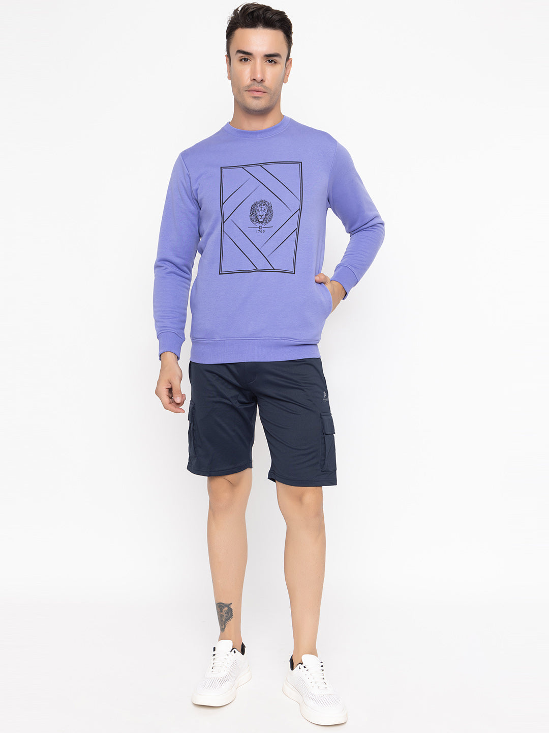 1002 Oversized Quilted Fleece Sweatshirt I Purple