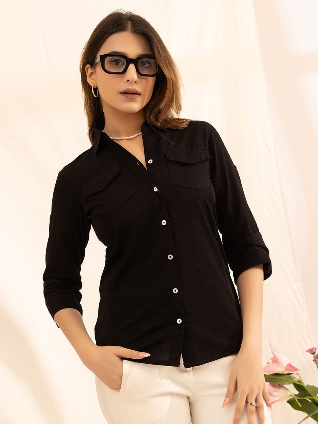 702 Women's Linen Smart Formal Shirt I Quarter Sleeves