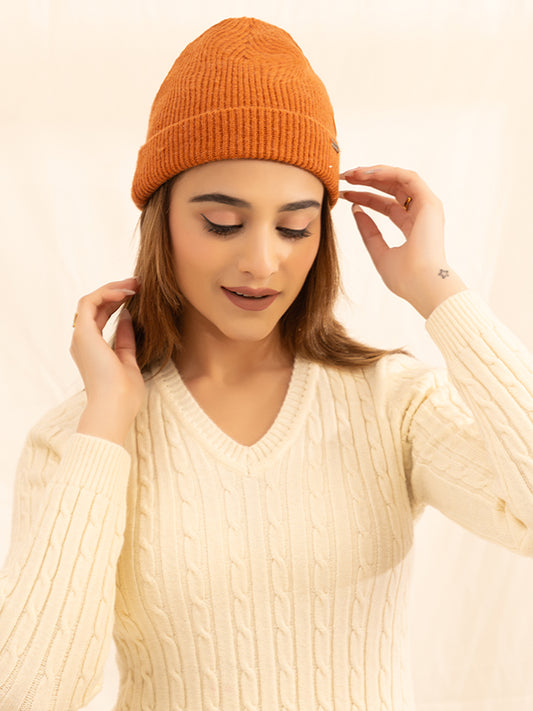 007 Knitted Beanie I Rust I Unisex Female