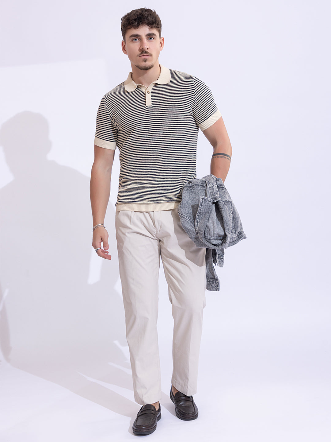 618 Textured Two-Tone Knit Polo I Navy