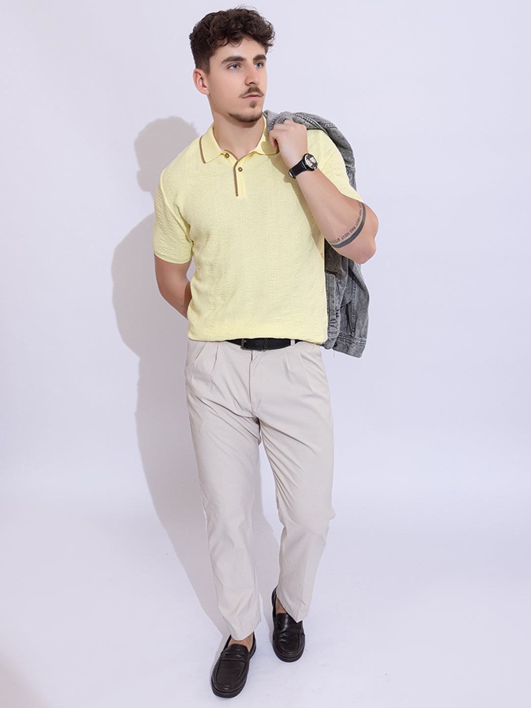 622 Textured Knit Polo I Limoncello