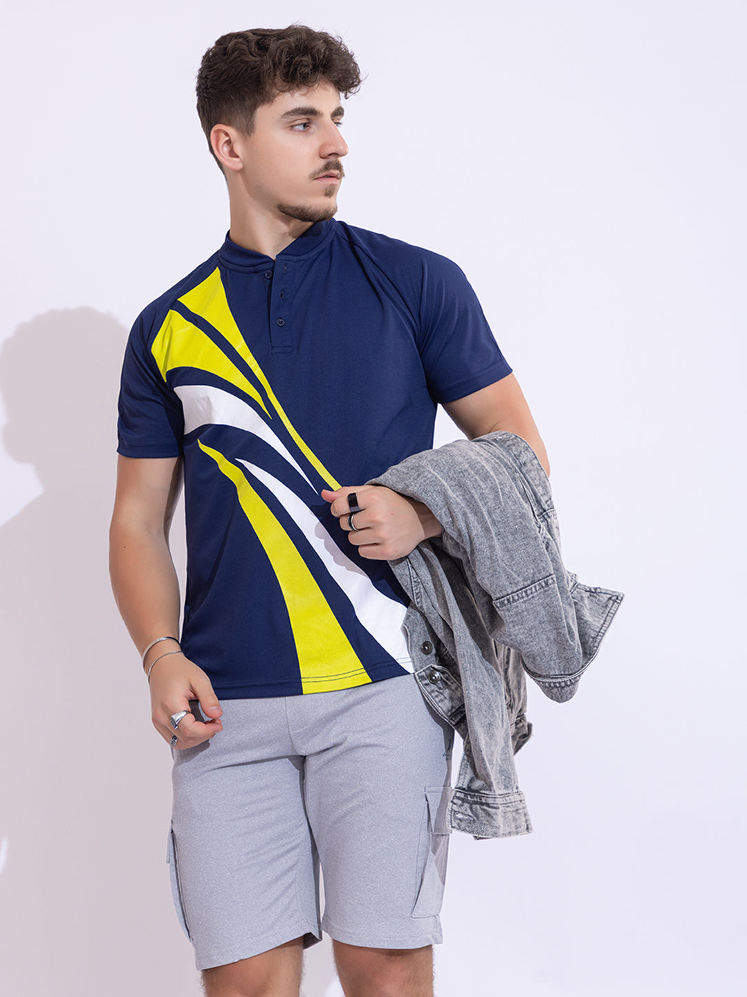 143 Mandarin Polo Dri-Fit Sports T-shirt I Blue