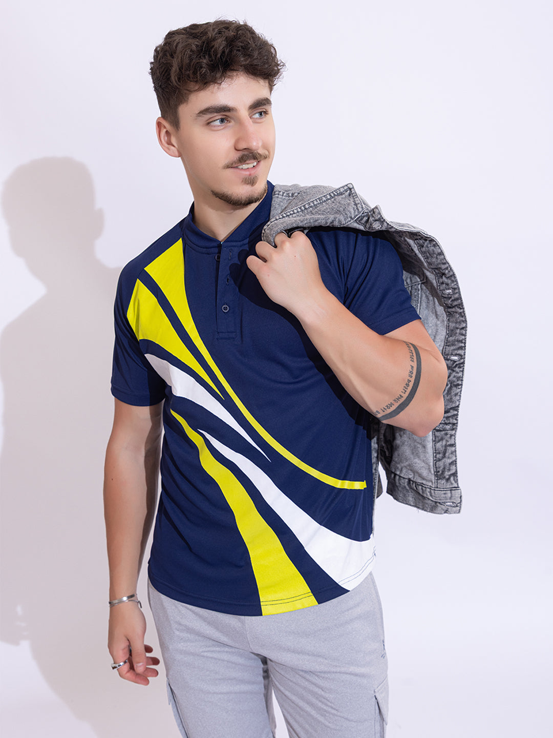 143 Mandarin Polo Dri-Fit Sports T-shirt I Blue