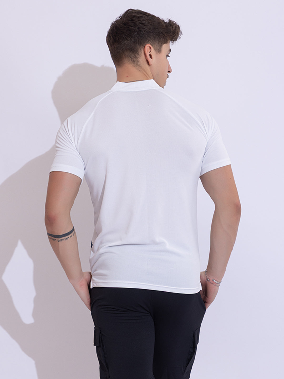 143 Mandarin Polo Dri-Fit Sports T-shirt I White