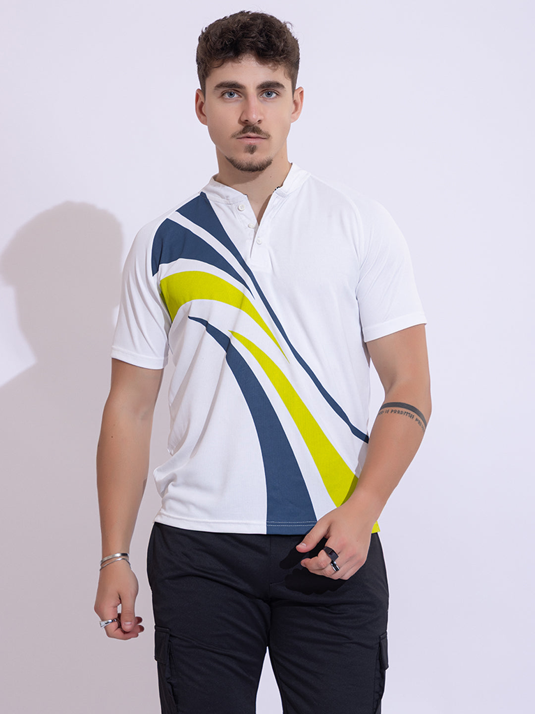 143 Mandarin Polo Dri-Fit Sports T-shirt I White