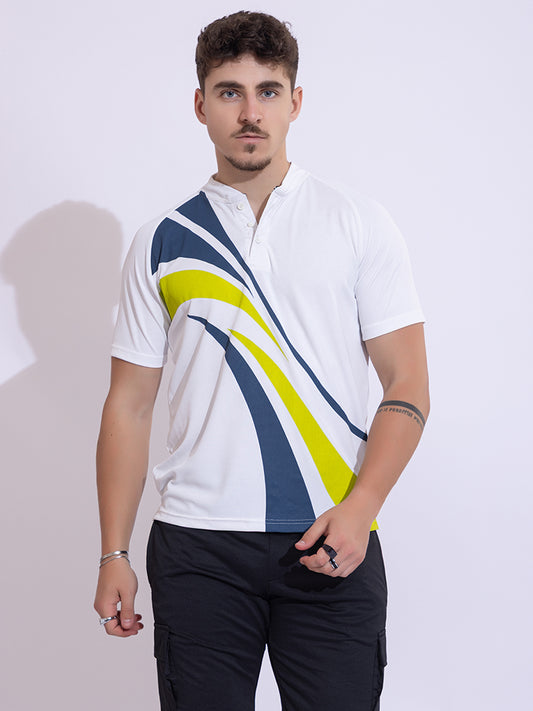 143 Mandarin Polo Dri-Fit Sports T-shirt I White