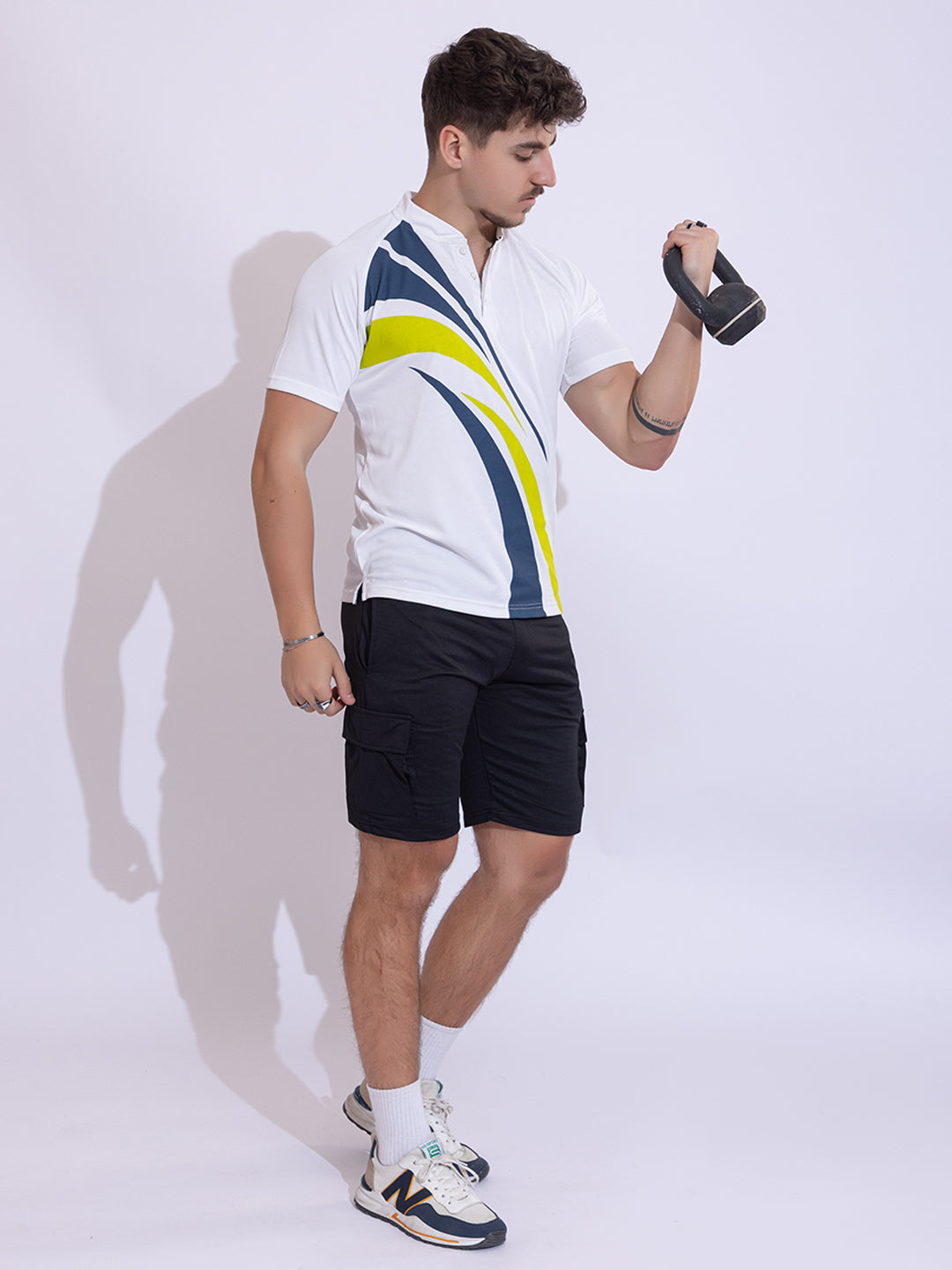 143 Mandarin Polo Dri-Fit Sports T-shirt I White