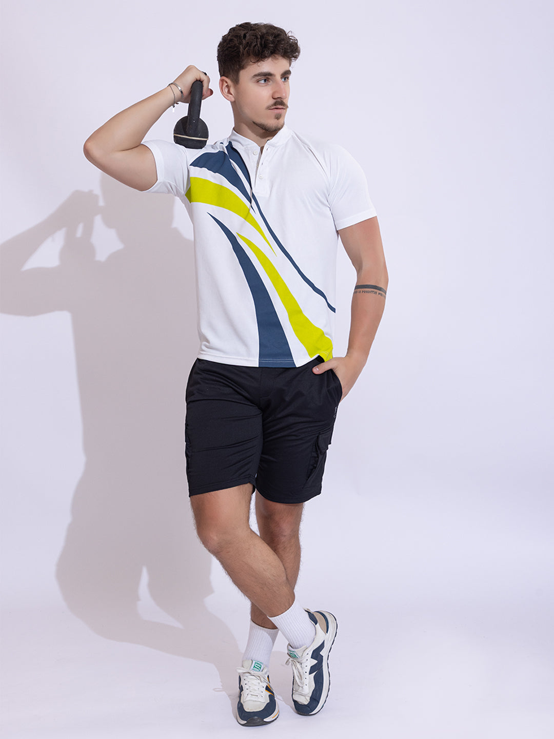 143 Mandarin Polo Dri-Fit Sports T-shirt I White