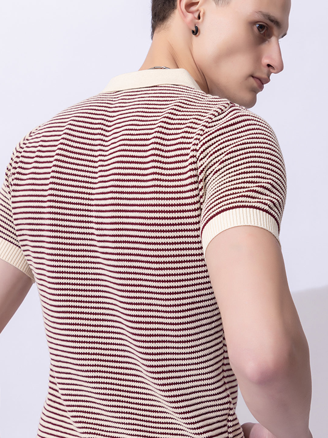 618 Textured Two-Tone Knit Polo I Wine