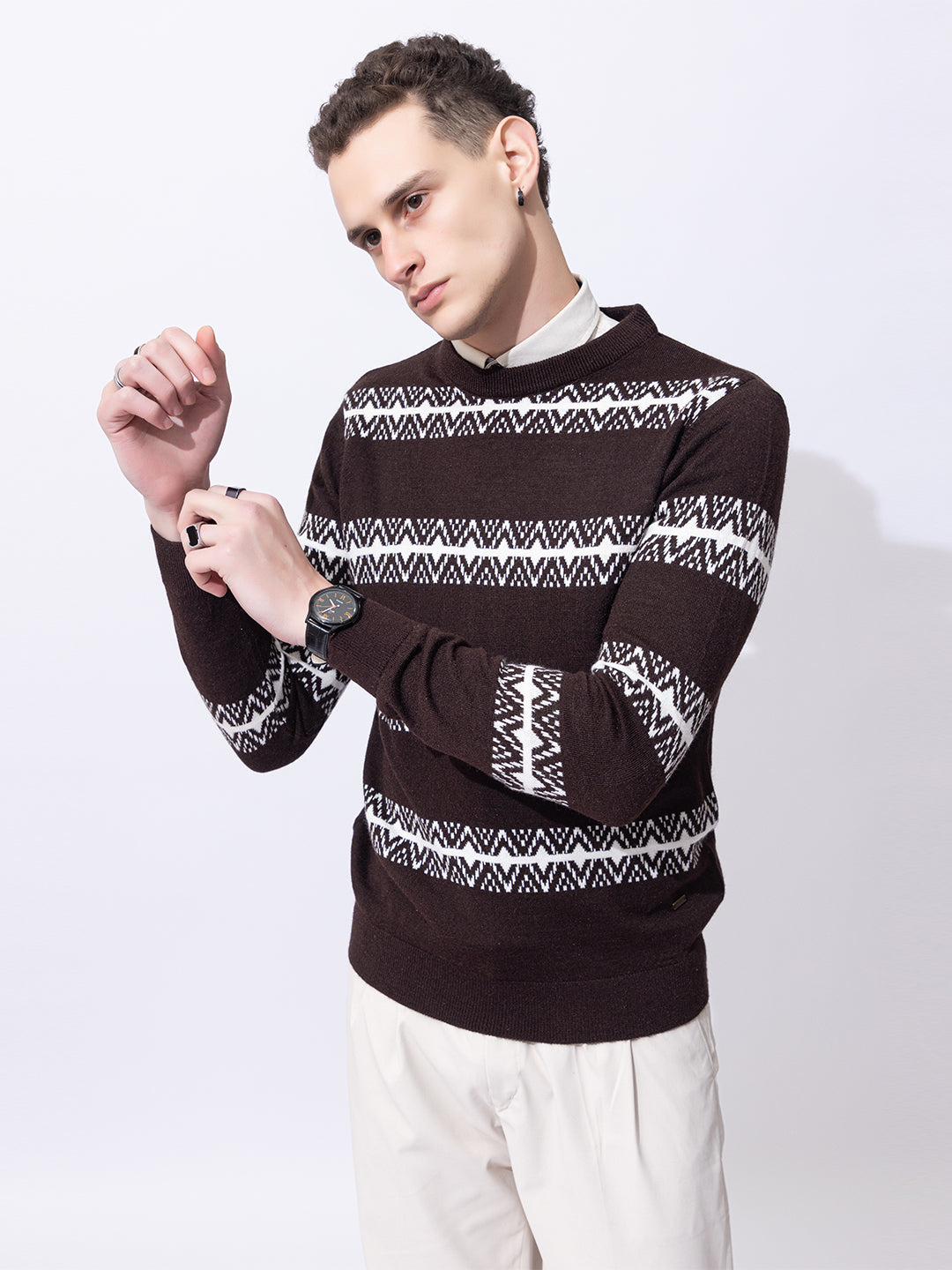 247 Nordic Intarsia Pullover I Fuzzy Chocolate