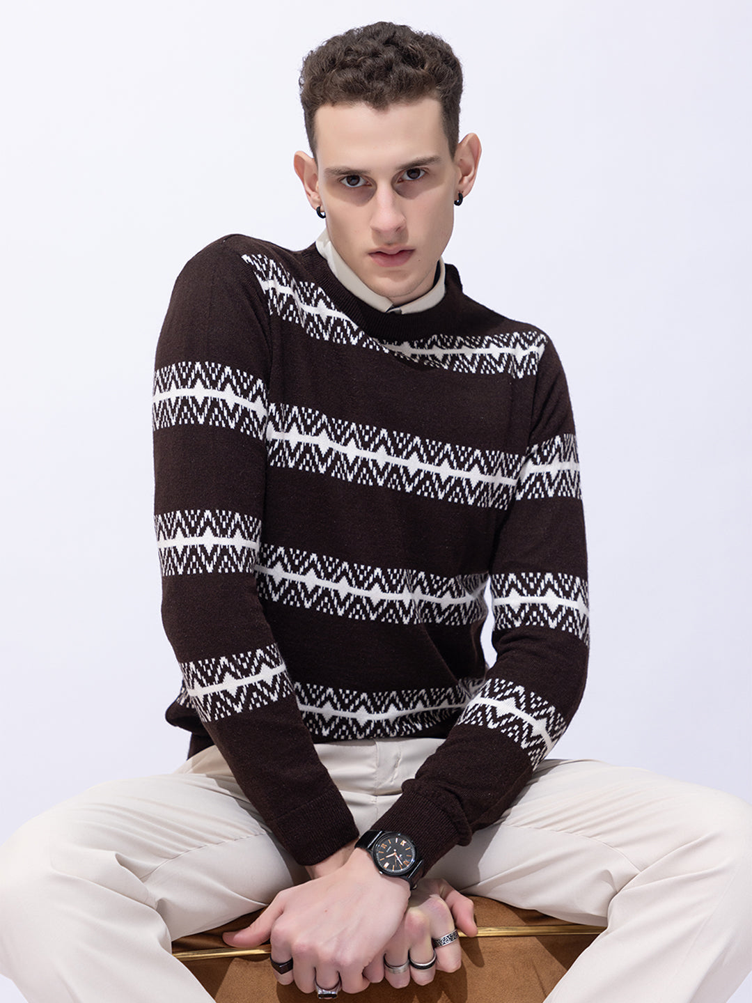 247 Nordic Intarsia Pullover I Fuzzy Chocolate
