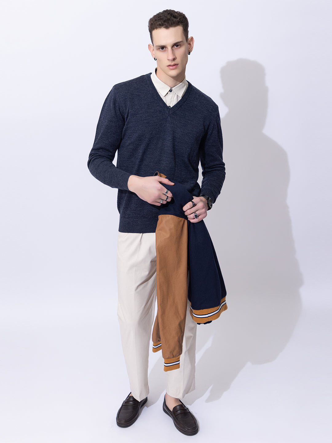 215 Solid Pullover I Wool I Woolmark Certified I BlueMelange