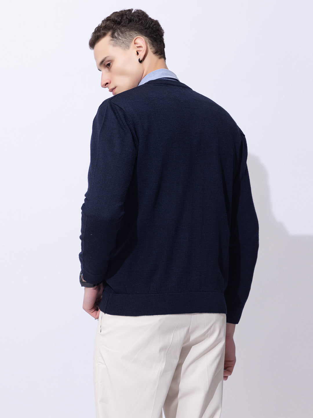 215 Solid Pullover I Wool I Woolmark Certified I Navy