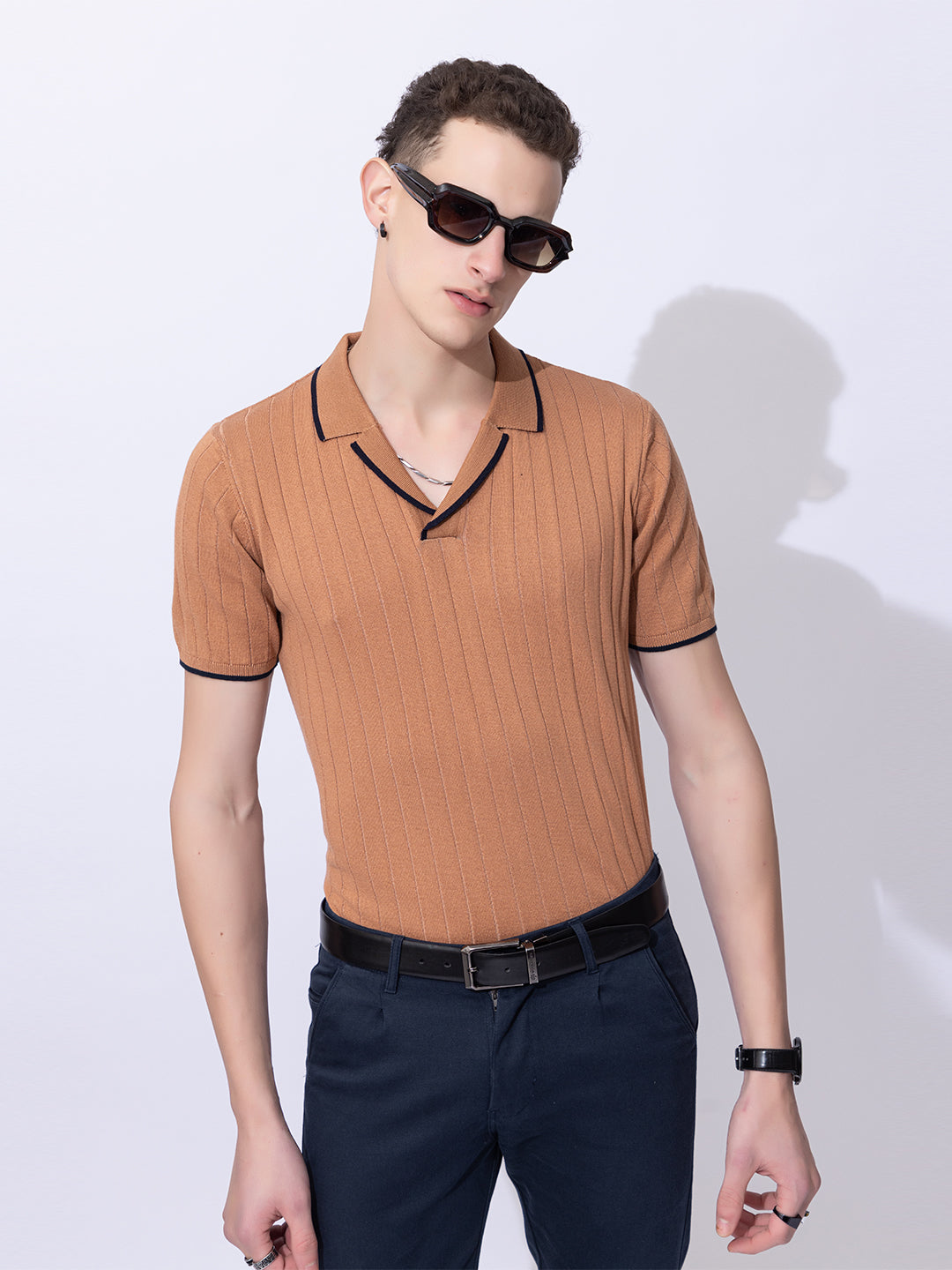 601 Rib Knit Polo I Mocha Mousse
