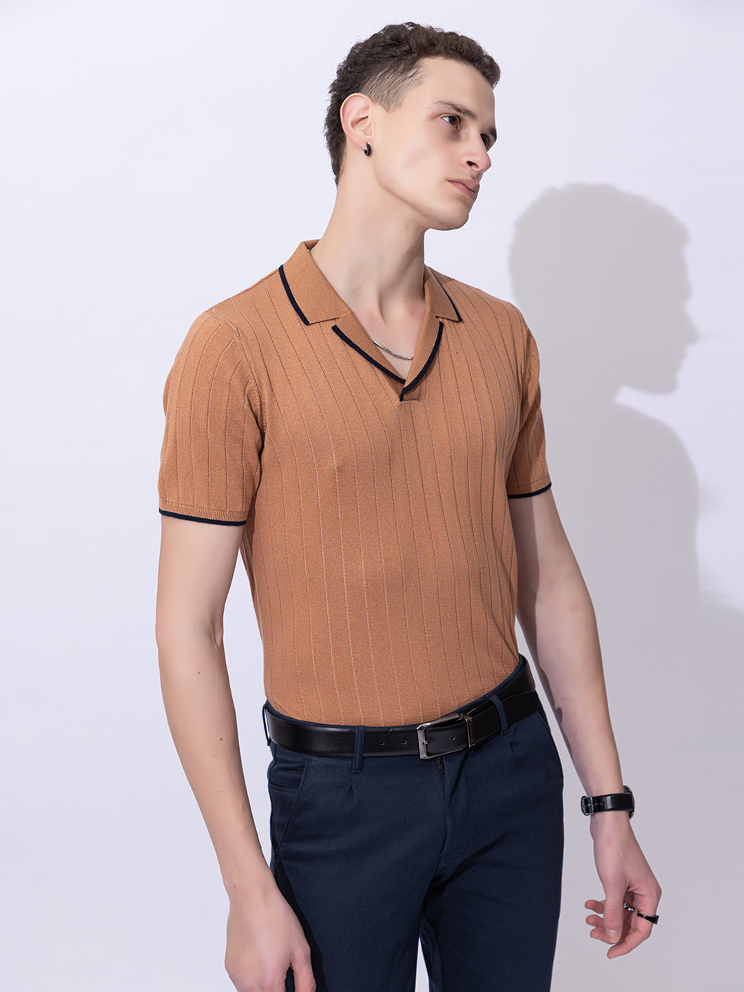601 Rib Knit Polo I Mocha Mousse