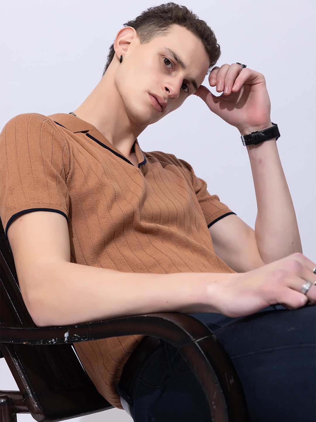 601 Rib Knit Polo I Mocha Mousse