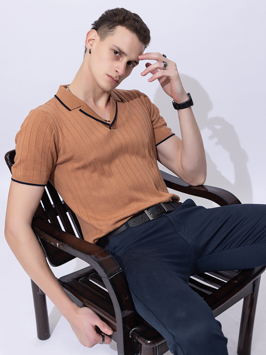 601 Rib Knit Polo I Mocha Mousse