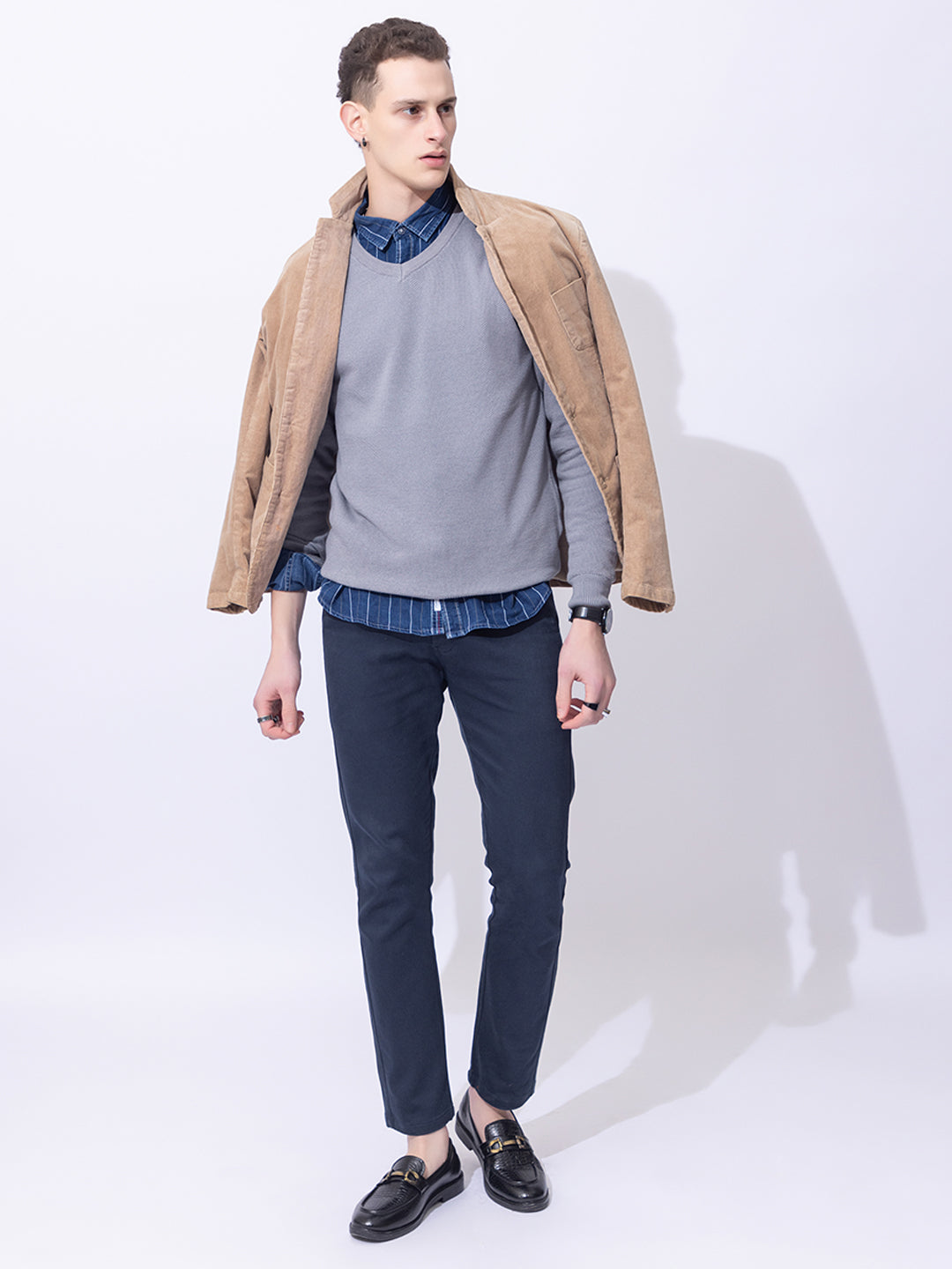 565 Textured Knit Pullover I Steel Grey