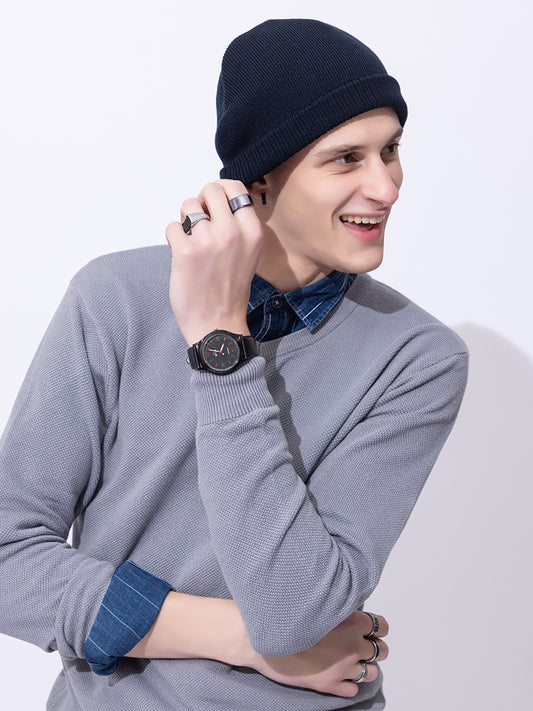 007 Rib Knitted Beanie I French Navy I Unisex Men