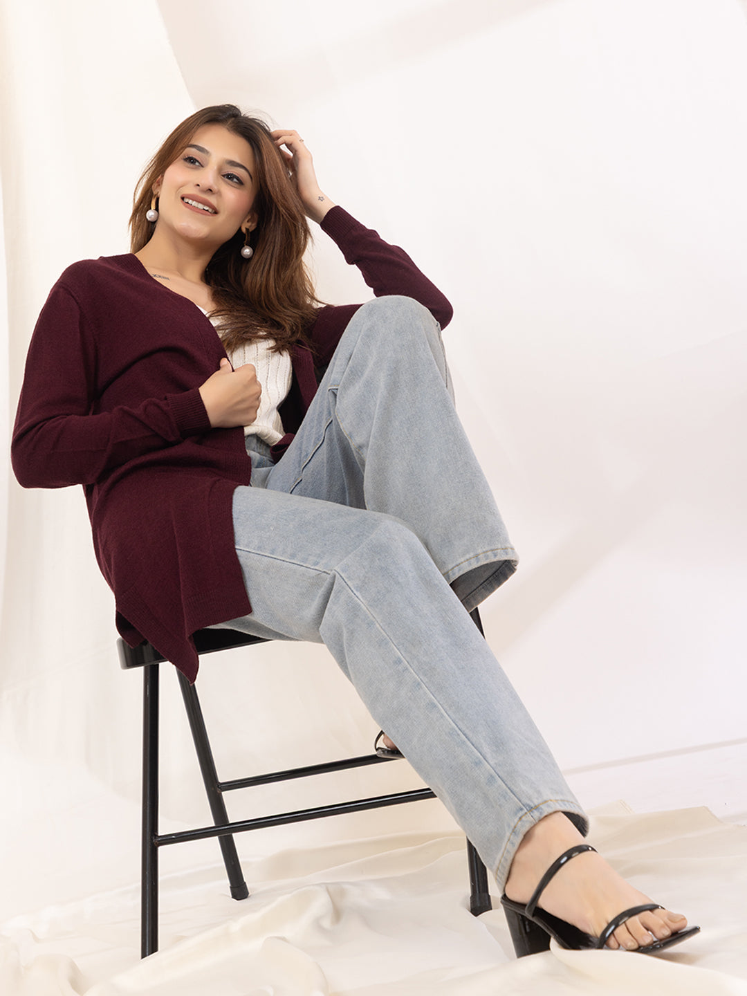 017 Woollen Shrug I Burgundy Wine