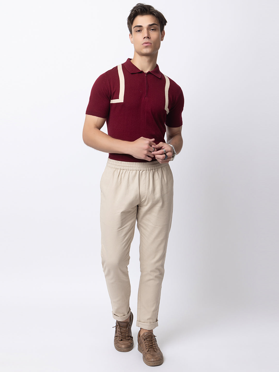 614 Half Zip Knit Polo I Wine