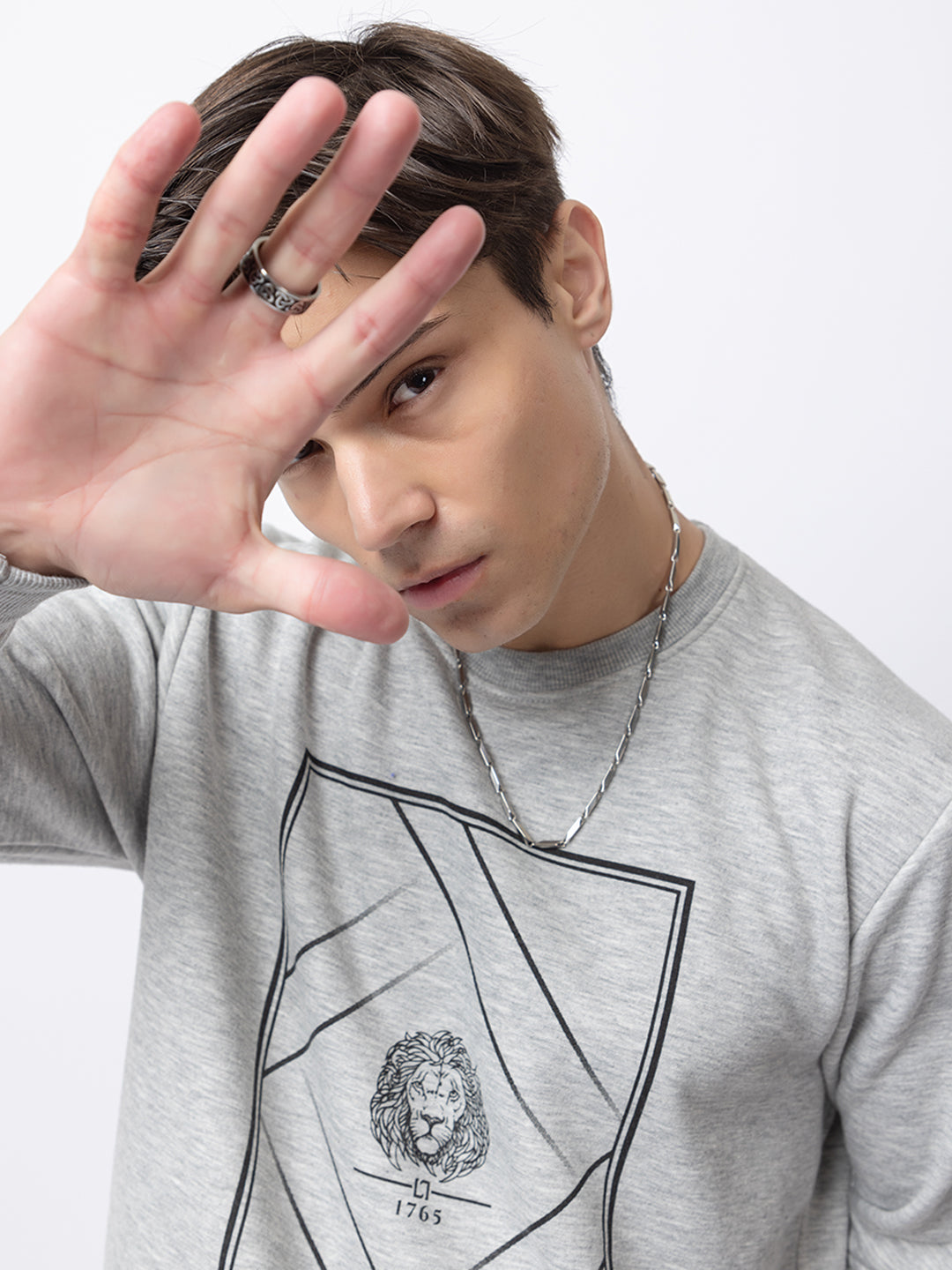 1002 Oversized Quilted Fleece Sweatshirt I Grey