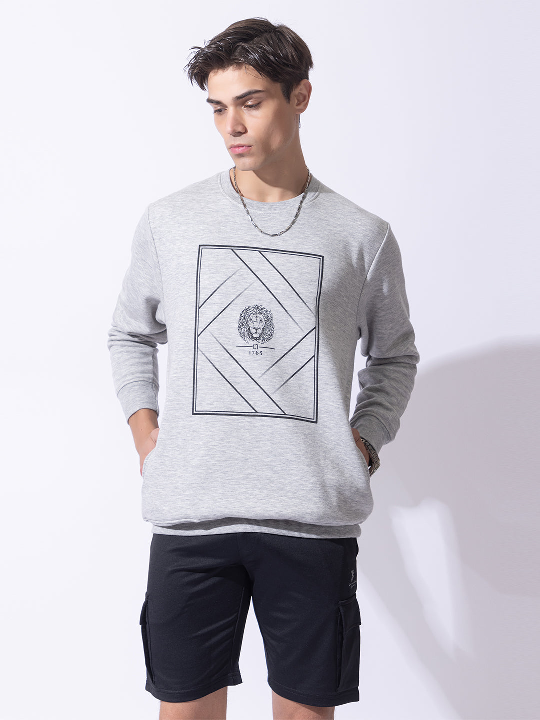 1002 Oversized Quilted Fleece Sweatshirt I Grey