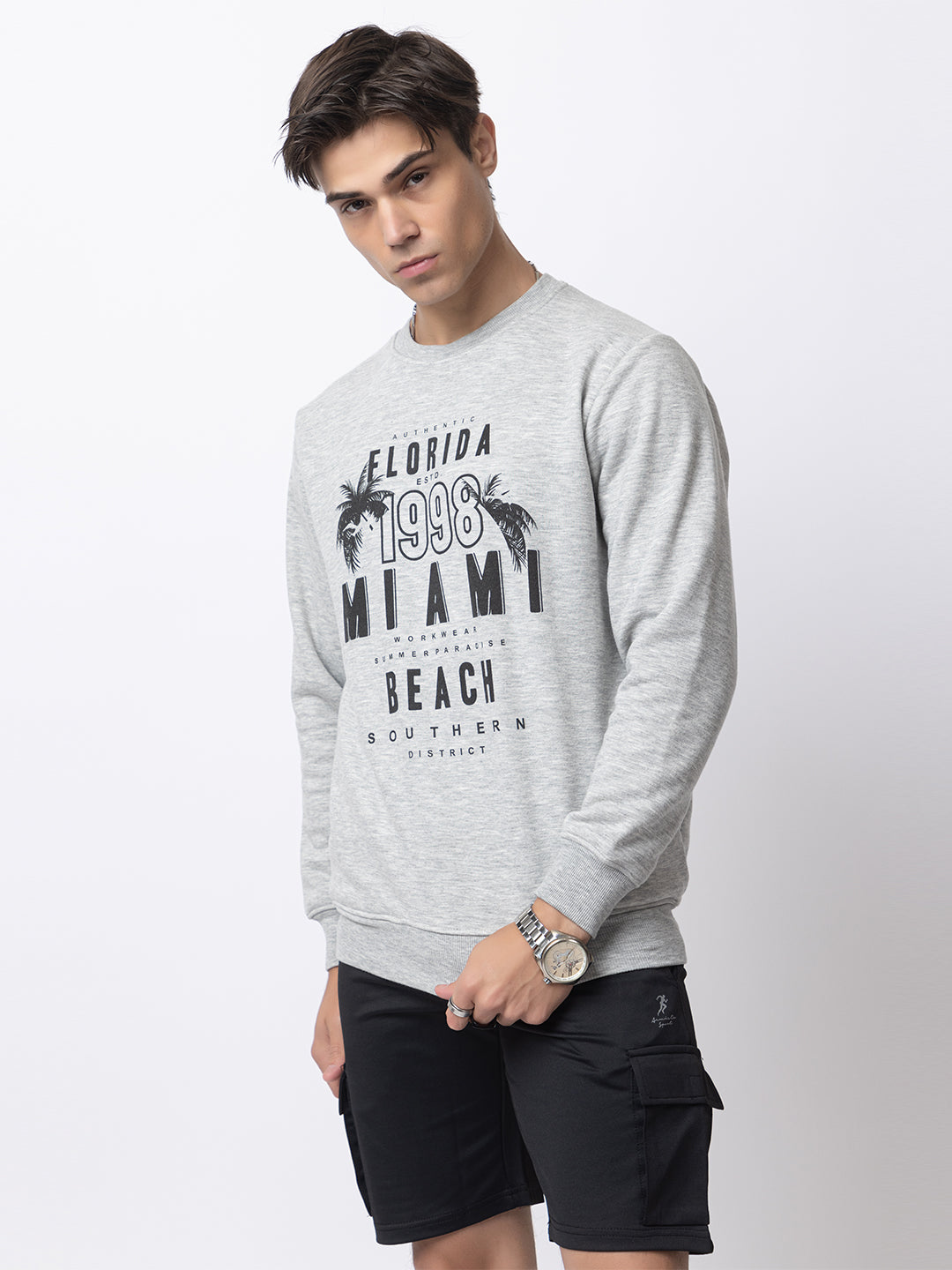 1003 Oversized Quilted Fleece Sweatshirt I Grey
