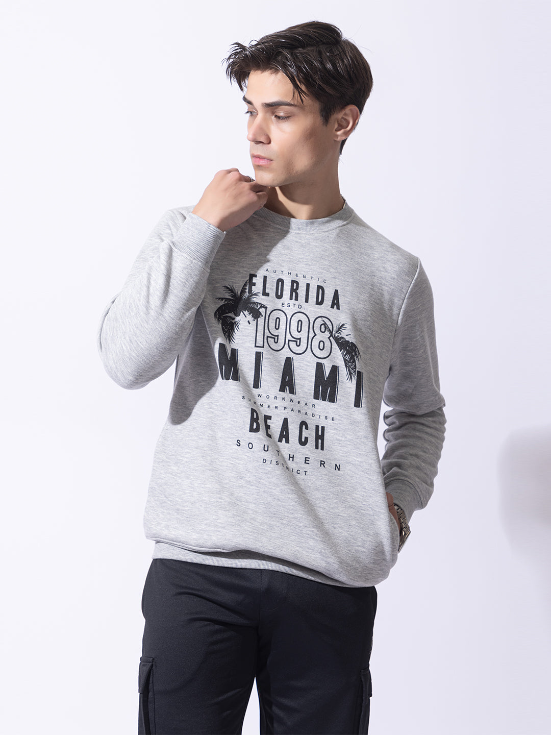 1003 Oversized Quilted Fleece Sweatshirt I Grey