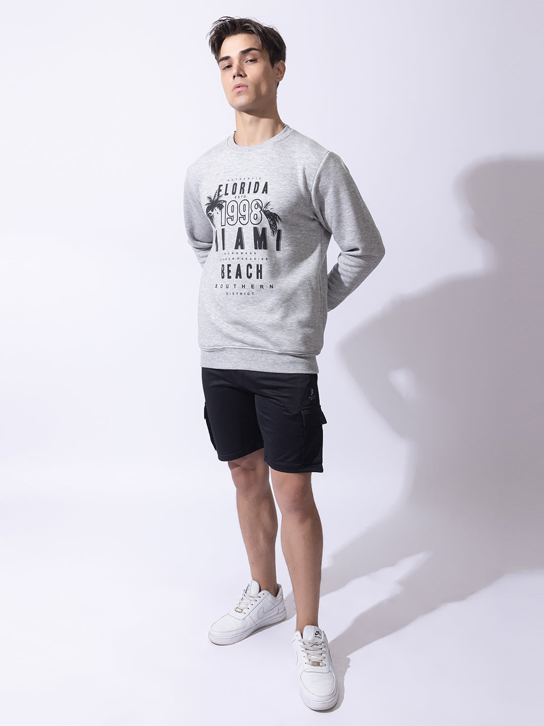 1003 Oversized Quilted Fleece Sweatshirt I Grey