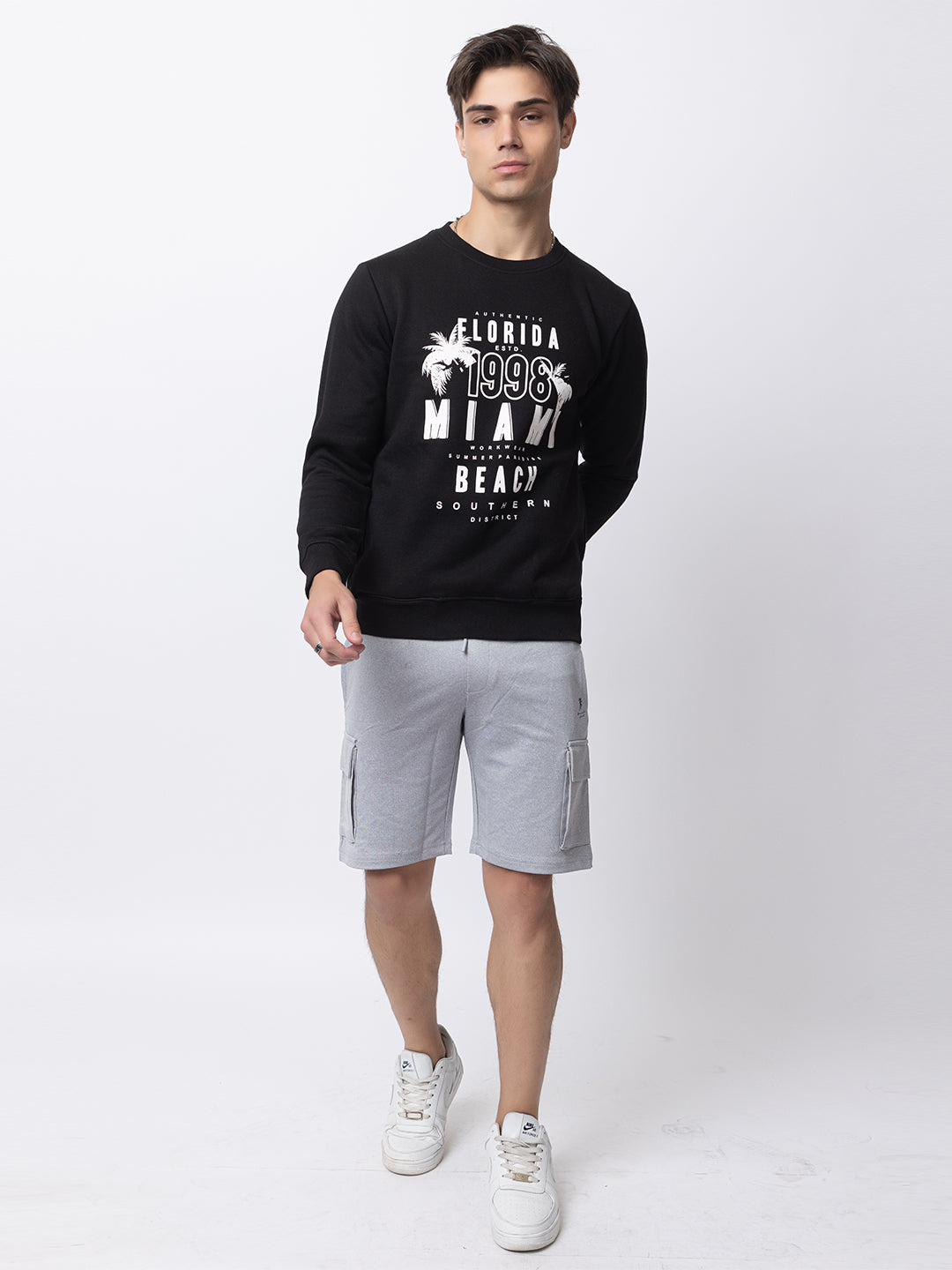 1003 Oversized Quilted Fleece Sweatshirt I Black