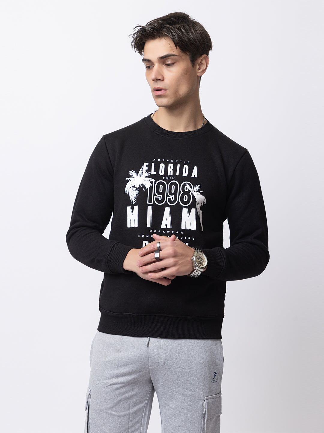 1003 Oversized Quilted Fleece Sweatshirt I Black