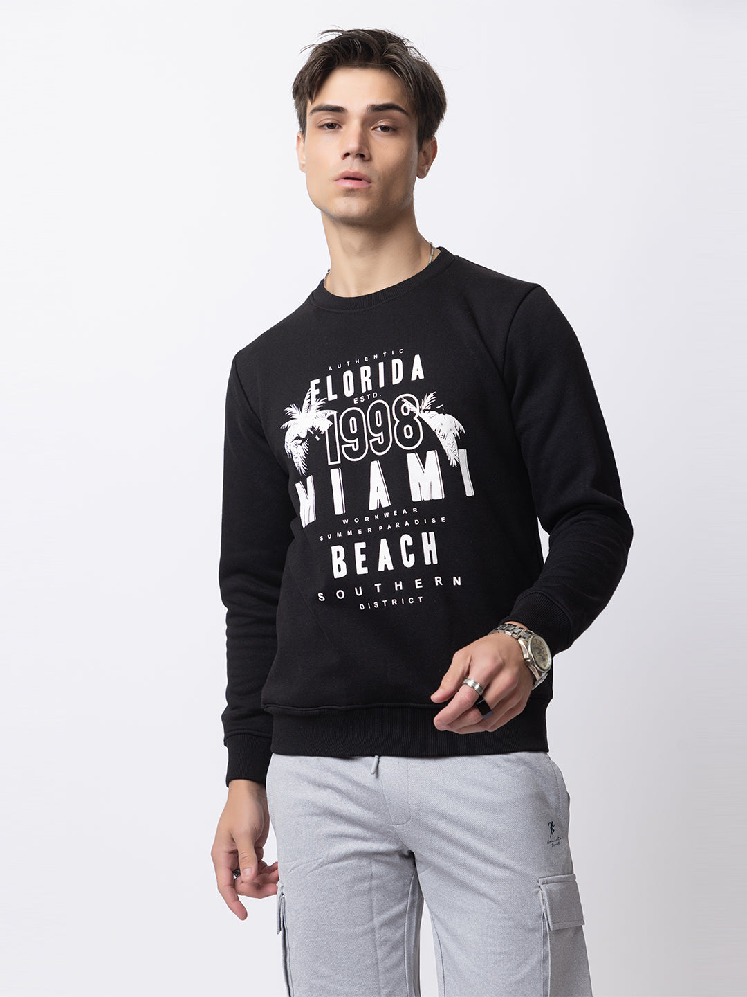 1003 Oversized Quilted Fleece Sweatshirt I Black